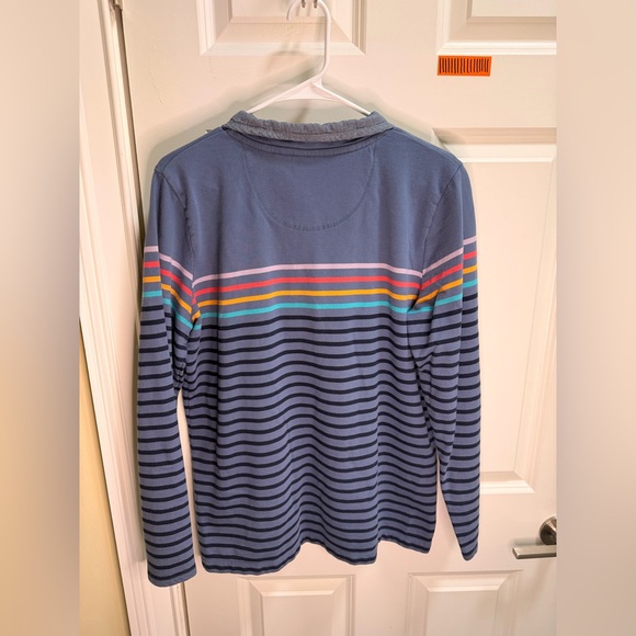 Vintage LL Bean Striped Rugby Polo Collared Cotton Organic Shirt Large Womens - Picture 2 of 3